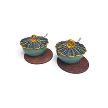 Load image into Gallery viewer, Soup Bowl with Cane Lid, Plate & Steel Spoon – Peacock