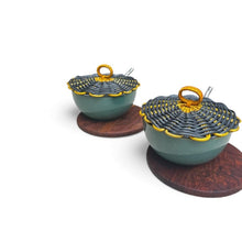 Load image into Gallery viewer, Soup Bowl with Cane Lid, Plate & Steel Spoon – Peacock