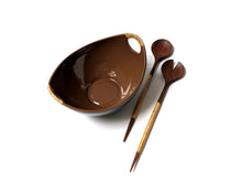 Load image into Gallery viewer, Boat Salad Server Set - Brown & Deep Grey