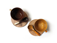 Load image into Gallery viewer, Soup Cup with Etched Saucer and Spoon - Sylvan (Grey-Mustard)