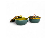 Load image into Gallery viewer, Curry Serving Bowl with Cane Lid – Peacock
