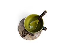 Load image into Gallery viewer, Soup Cup with Etched Saucer and Spoon - Peacock
