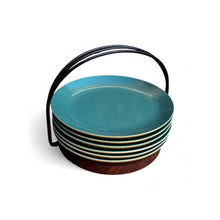 Load image into Gallery viewer, Breakfast Plate with Caddy - Teal and Green
