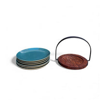 Load image into Gallery viewer, Breakfast Plate with Caddy - Teal and Green
