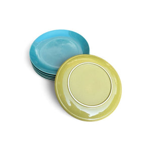 Breakfast Plate with Caddy - Teal and Green
