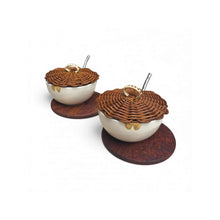 Load image into Gallery viewer, Soup Bowl with Cane Lid, Plate &amp; Steel Spoon – Pearla
