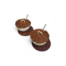 Load image into Gallery viewer, Soup Bowl with Cane Lid, Plate &amp; Steel Spoon – Pearla
