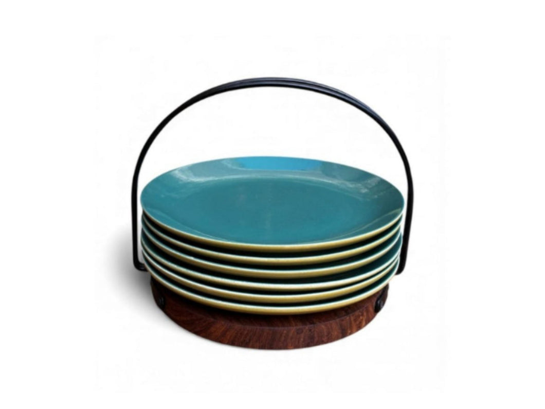 Caddy Breakfast Plates - Teal and Green