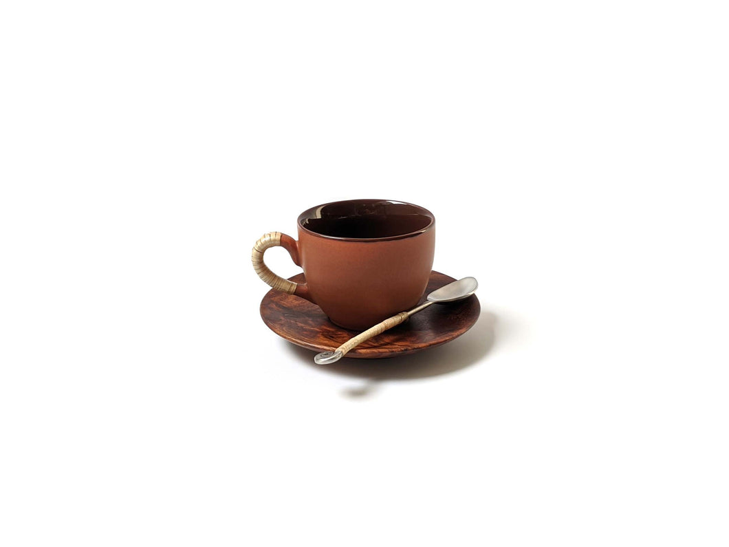 Cappuccino Cup with Plate and Spoon - Sylvan (Terracotta-Brown)