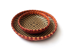 Load image into Gallery viewer, Double Weave Bamboo Basket - Muso Bamboo &amp; Deep Grey with Burnt Orange
