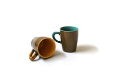 Load image into Gallery viewer, Everyday Mediterranean Mugs (Set of 2) - Olive-Firozi &amp; Olive-Mustard
