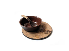 Load image into Gallery viewer, Soupy Meal Bowl with Etched Saucer and Spoon - Sylvan (Deep Brown-Chocolate)
