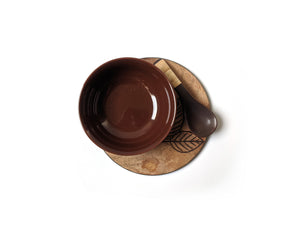 Soupy Meal Bowl with Etched Saucer and Spoon - Sylvan (Deep Brown-Chocolate)